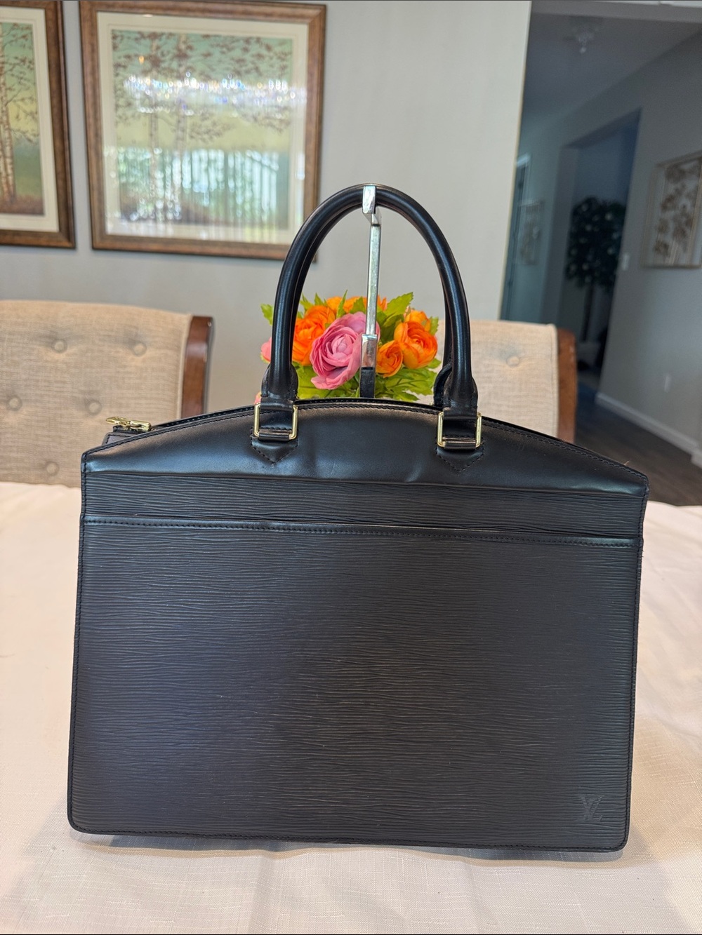 Authentic Louis Vuitton Black Epi Leather Structured Satchel